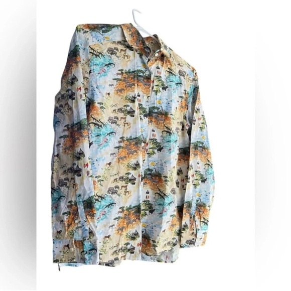 EMANUEL BERG Esme Safari Animal Print Button Down Shirt Size M - Picture 3 of 6